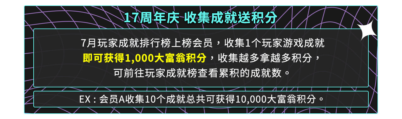 17周年庆 收集成就送积分 